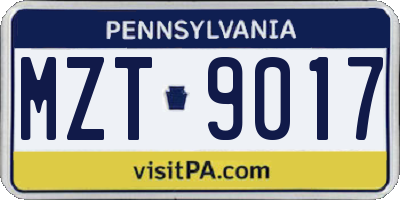 PA license plate MZT9017