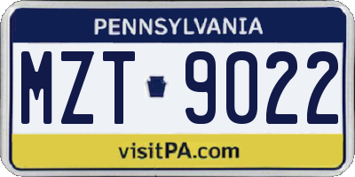 PA license plate MZT9022