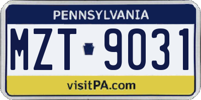 PA license plate MZT9031