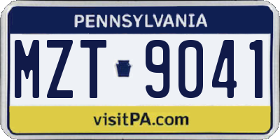 PA license plate MZT9041