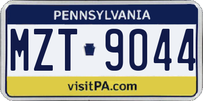 PA license plate MZT9044