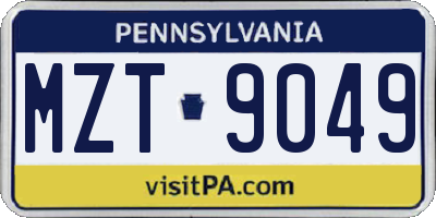 PA license plate MZT9049