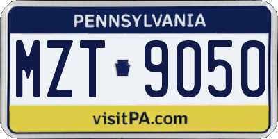 PA license plate MZT9050