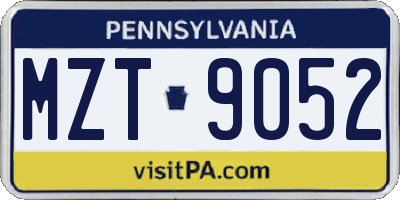 PA license plate MZT9052