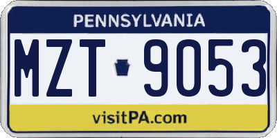 PA license plate MZT9053