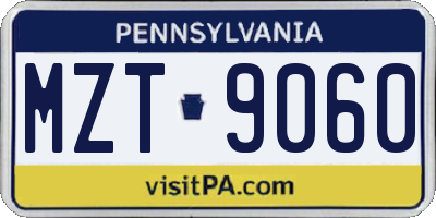 PA license plate MZT9060