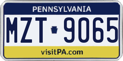 PA license plate MZT9065
