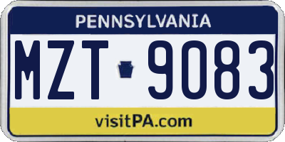 PA license plate MZT9083