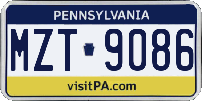 PA license plate MZT9086
