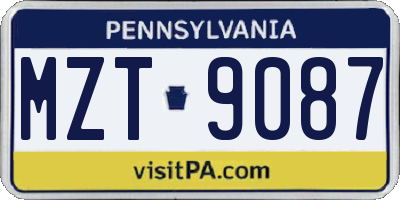 PA license plate MZT9087