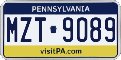 PA license plate MZT9089
