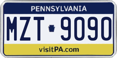 PA license plate MZT9090