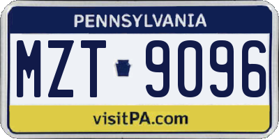 PA license plate MZT9096