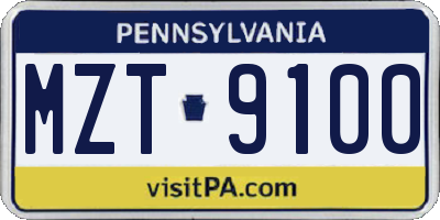 PA license plate MZT9100