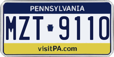 PA license plate MZT9110