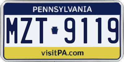 PA license plate MZT9119