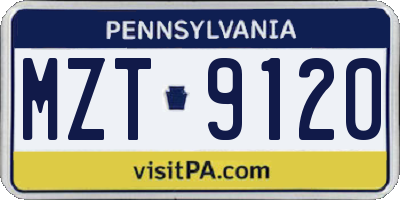 PA license plate MZT9120