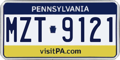 PA license plate MZT9121
