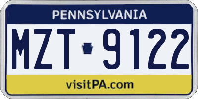 PA license plate MZT9122