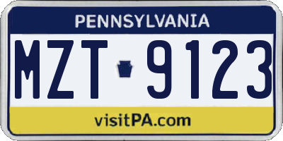 PA license plate MZT9123