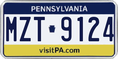 PA license plate MZT9124