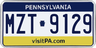 PA license plate MZT9129