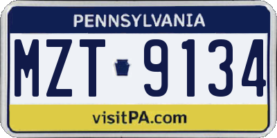 PA license plate MZT9134