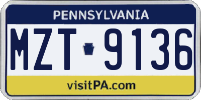 PA license plate MZT9136