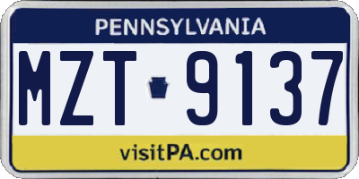 PA license plate MZT9137