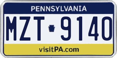 PA license plate MZT9140