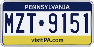 PA license plate MZT9151