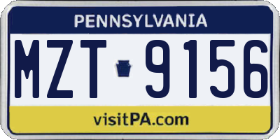 PA license plate MZT9156
