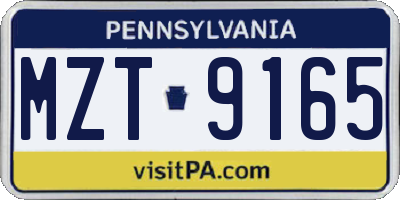 PA license plate MZT9165