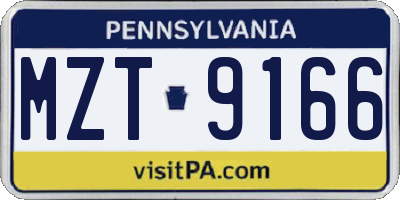 PA license plate MZT9166