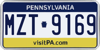 PA license plate MZT9169