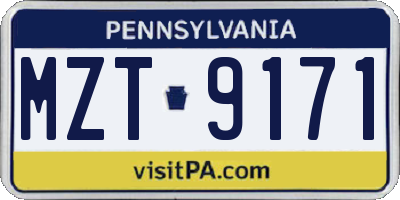 PA license plate MZT9171