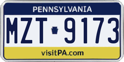 PA license plate MZT9173
