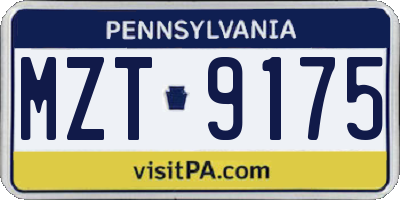 PA license plate MZT9175