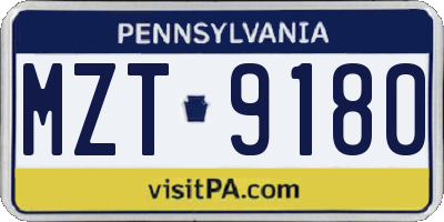 PA license plate MZT9180