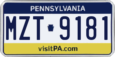 PA license plate MZT9181