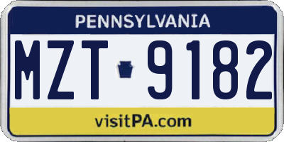 PA license plate MZT9182
