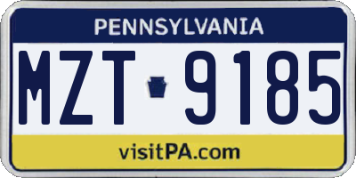 PA license plate MZT9185