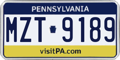 PA license plate MZT9189
