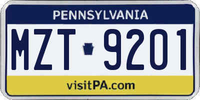 PA license plate MZT9201