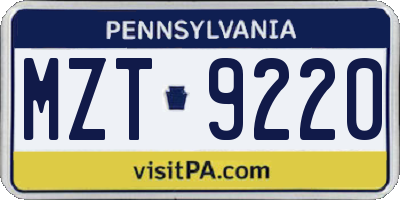 PA license plate MZT9220