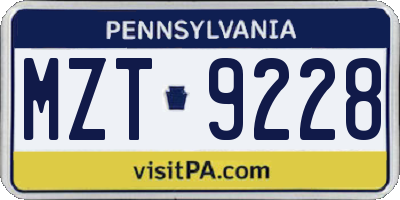 PA license plate MZT9228