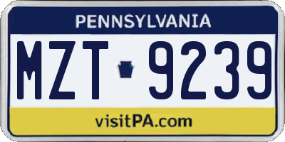 PA license plate MZT9239