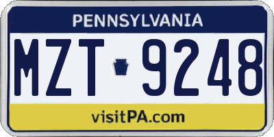 PA license plate MZT9248
