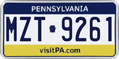 PA license plate MZT9261