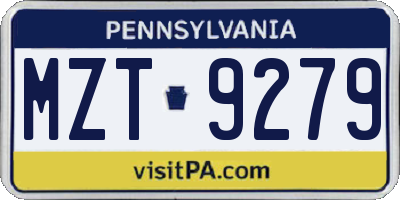 PA license plate MZT9279